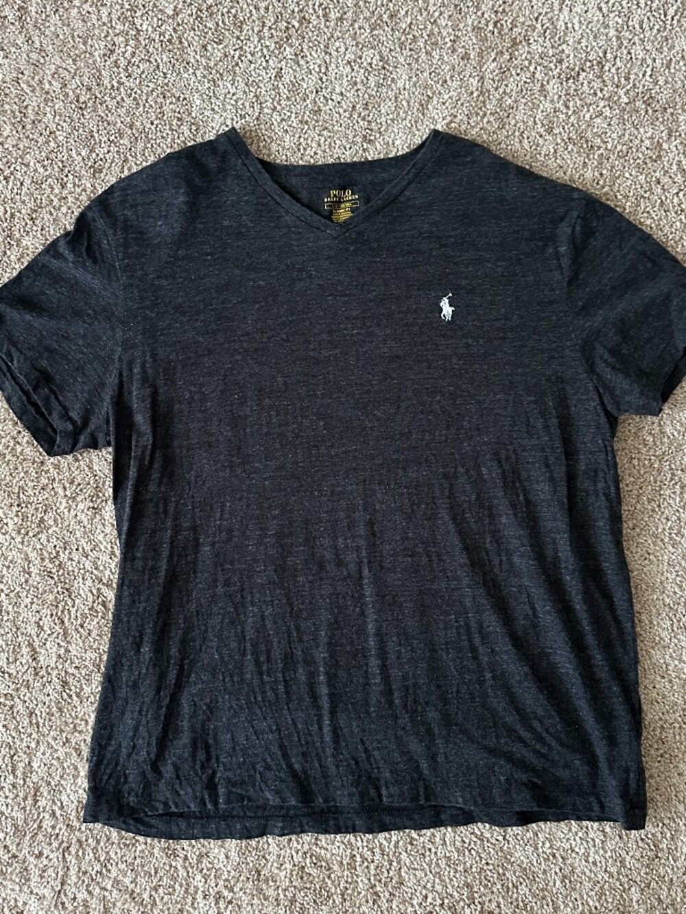 Polo Ralph Lauren V-Neck Short Sleeve T-Shirt - Gray - Large